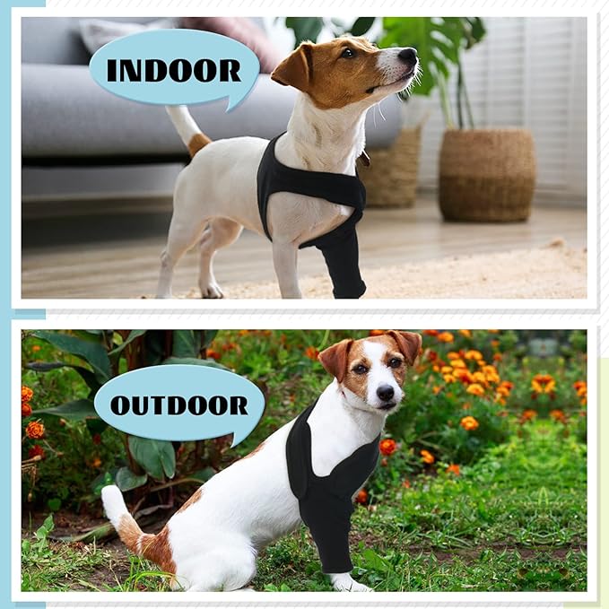 ROZKITCH Dog Arm Sleeves for Licking Front Right Left Leg, Pet Prevent Licking Wound Elbow Knee Protector, Dog Recovery Suit Cone Collar Alternative for Sprain ACL CCL Arthritis Joint Care Black 3XL