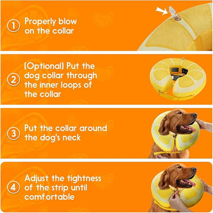 Inflatable Dog Cone, Protective Inflatable Collar for Small Dogs,Soft Adjustable Pet Cone Alternative After Surgery for Wound Healing and Prevent from Biting or Scratching