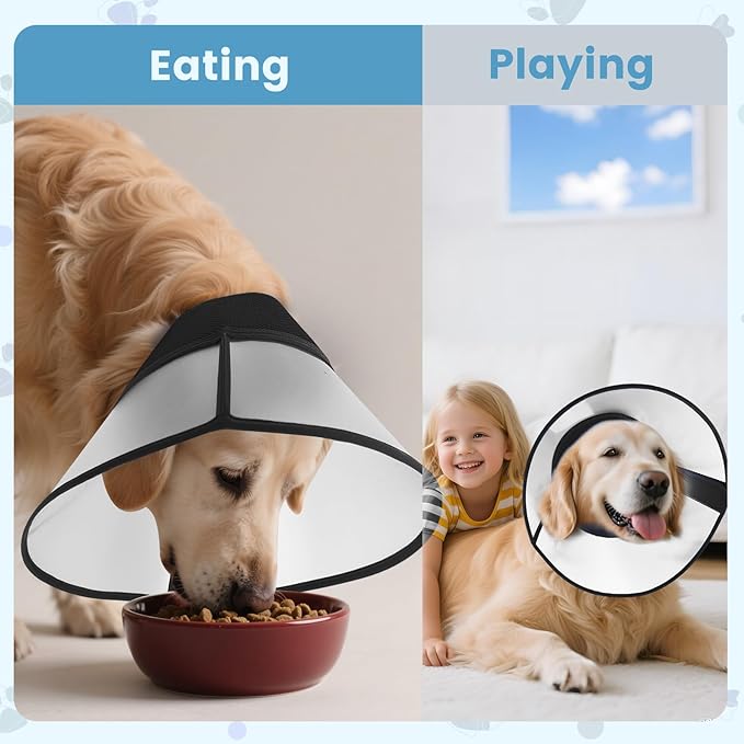 Upgraded Dog Cone Collar After Surgery, Soft Breathable Pet Recovery Collar with Double-Layer Design and Support Plate, Adjustable Dog Cone Collar for Large Medium Dogs, Elizabethan Collar（Black，XL）