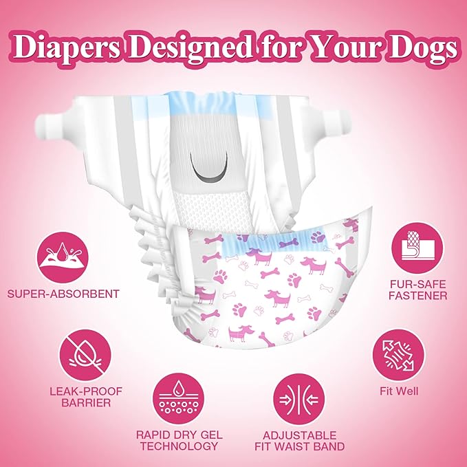 Dono Disposable Dog Diapers Female, Super Absorbent Doggie Diaper, Rapid-Dry Gel Technology Puppy Diapers, Leak-Proof Fit for Cat Doggy in Heat, Excitable Urination, Incontinence, XX-Small