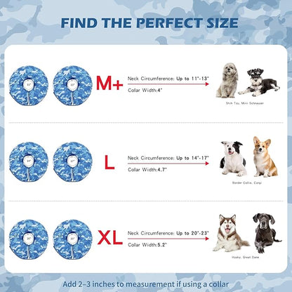 IEUUMLER Inflatable Recovery Dog Cone Collar, Neck Donut Protective ECollar, Adjustable Soft Collar for Dog and Cat After Surgery Prevent from Biting & Licking EU020 Blue Camo M+