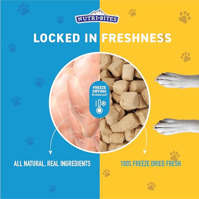 Nutri Bites Freeze Dried Chicken Liver Dog & Cat Treats, Single Ingredient High Protein Pet Treats, 15 oz