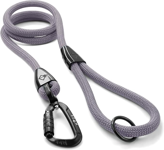 MADE TO ROAM Premium Explorer Leash - Climbing Rope Leash with Autolocking Aviation Aluminum Carabiner - Montana Moonrise, 4ft