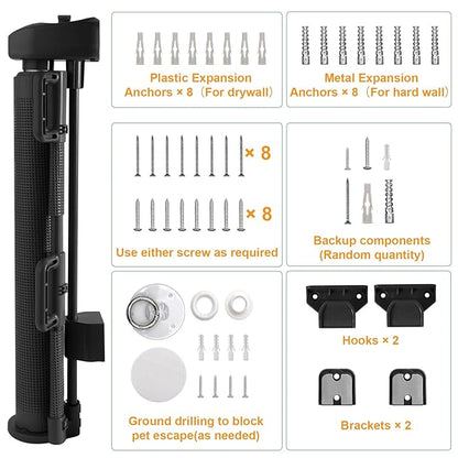 14" Tall Short Dog Gate to Step Over, Retractable Mesh Pet Door for Small Puppy, Extended up to 55" Wide for Indoor Stairs Doorways and Hallway - Black