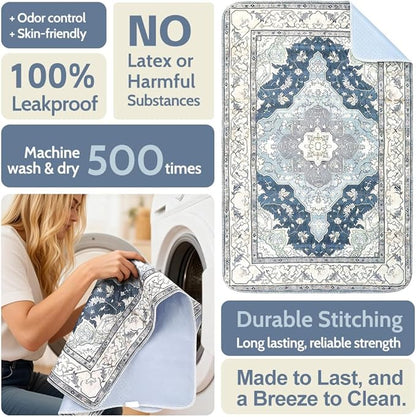 Washable Pee Pads for Dogs 2 Pack Reusable Puppy Training Pads 48"x32" Super Absorbent Waterproof Dog Training Pads, Non-Slip Potty Pads Whelping Pads Litter Mat Pet Supplies - Navy/Mix