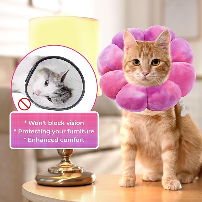 Adjustable Dog Cone Collar, Soft Dog Elizabethan Collar Recovery E Collar After Surgery, Recovery E-Collar for Kittens/Puppies and Cats Recovery (Rose Purple, M)