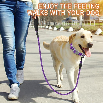 BARKBAY Dog Leashes for Large Dogs Heavy Duty Dog Leash 2 Pack 5 FT with Comfortable Padded Handle Highly Reflective Threads for Medium Large Dogs Walking Training Running (5FT-1/2,Purple+Black)