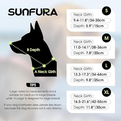 SUNFURA Dog Cone - Soft Cone for Dogs to Stop Licking, Pet E-Collar Alternative After Surgery, Adjustable Pet Recovery Collar for Wound Healing, Dark Blue Medium