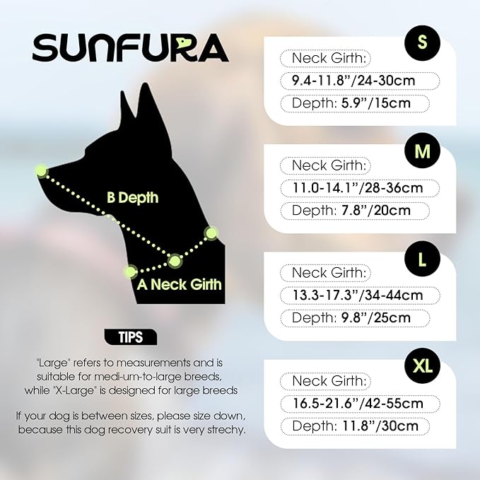 SUNFURA Dog Cone - Soft Cone for Dogs to Stop Licking, Pet E-Collar Alternative After Surgery, Adjustable Pet Recovery Collar for Wound Healing, Dark Blue Small