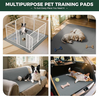 FXW Washable Pee Pads for Dogs, Puppy Pads with Super Absorbent, Specifically Designed for 24inch Cages, 17" x 23" Rectangle, Gray, 4 Packs
