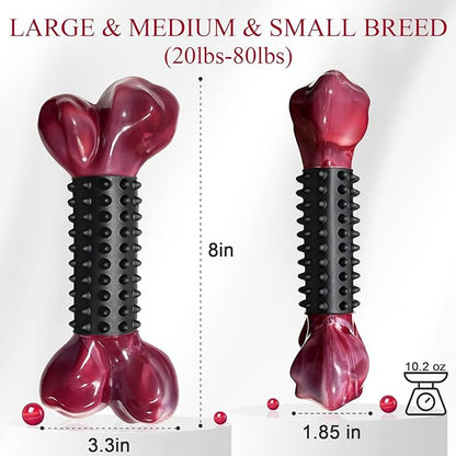 Apasiri 2-Pack Tough Dog Toys for Aggressive Chewers: Bacon Flavored Long Lasting Dog Bones for Large Dogs, Heavy Duty Nylon & Rubber Dog Chew Toys to Keep Them Busy, Medium & Large Breed, Black