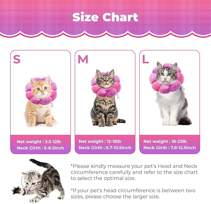 Adjustable Dog Cone Collar, Soft Dog Elizabethan Collar Recovery E Collar After Surgery, Recovery E-Collar for Kittens/Puppies and Cats Recovery (Rose Purple, M)