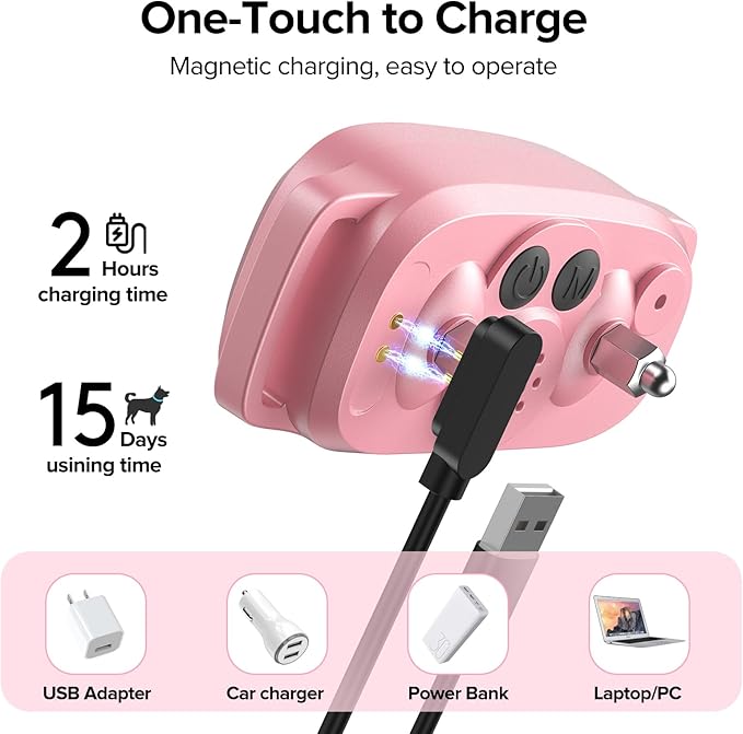 FAFAFROG Dog Bark Collar for Large Medium Small Dogs, Rechargeable Smart Bark Collar, Anti Barking Training Collar with 5 Adjustable Sensitivity Beep Vibration (Pink)