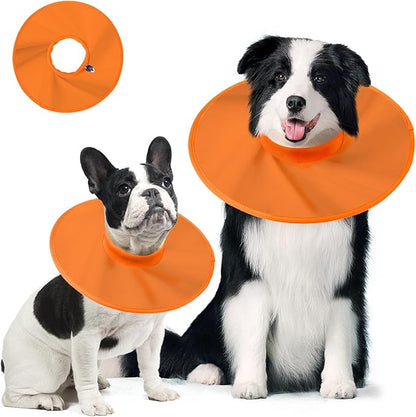 Dog Recovery Collar,Dog Soft Cone Collar Alternative After Surgery,Adjustable,Breathable E Collar for Large/Medium/Small Dogs Cats,Orange M