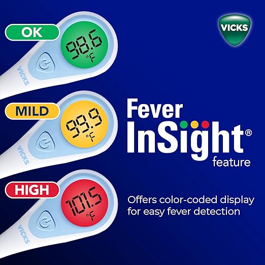 Vicks SpeedRead Digital Thermometer for Baby, Kids & Adults, Color-Coded Readings, Oral, Baby Rectal Thermometer or Under The Arm, Water Resistant (Pack of 2)
