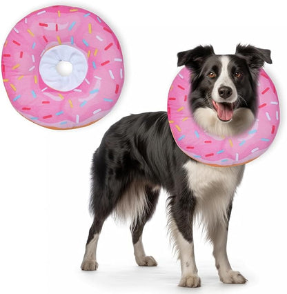 Comfortable Adjustable Dog Cone for Small Dogs and Cats - Soft Protective Recovery Collar After Surgery, Washable Elizabethan Collar to Stop Licking Wounds (Donut Pink, S)