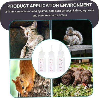3pcs Pet Milk Bottle Kit Plastic Feeding Bottles for Nursing Puppies Kittens Portable Easy to Clean