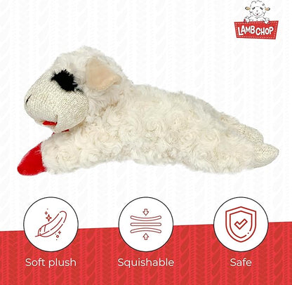 Multipet Lamb Chop Dog Plush Toy - Squeaky Toy for Small & Medium Dogs - Extra Soft Plush - Stuffed Animal for Cuddling & Playing (10",Cream,5 Squeakers),(Pack of 2)
