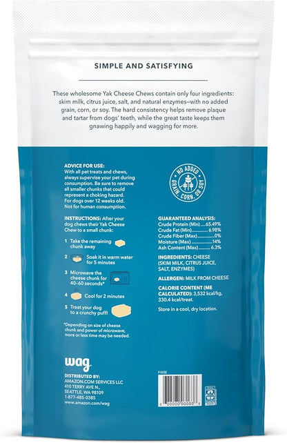 Amazon Brand - Wag Yak Cheese Himalayan Dog Chews, Dog Treats for Large Size Dogs, All Natural, High Protein for Aggressive Chewers, 35-55 lbs, 3 Count, 9.9 oz