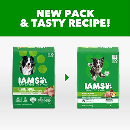 IAMS Proactive Health Minichunks Premium Dry Dog Food, Adult Dog Food Dry Recipe, 15 lb. Bag