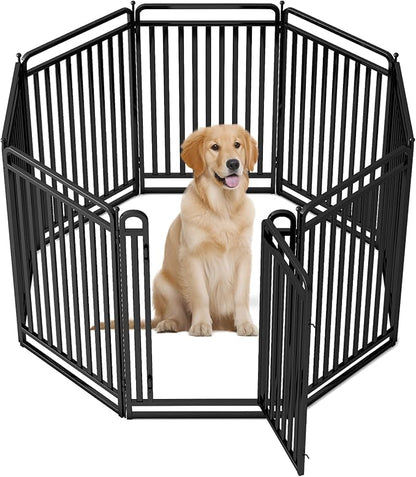 New Thickened Version Dog Playpen, 40 Inch Dog Fences for The Yard, Portable Outdoor Dog Playpen for Large/Medium/Small Dogs, Foldable Metal Dog playpen, with Doors (8 Panels, 40 Inch)