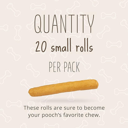 Better Belly Pork Hide Rolls with Smoke Flavor Small, 20 Count, Digestible Pork Hide for Dogs (P-94453)