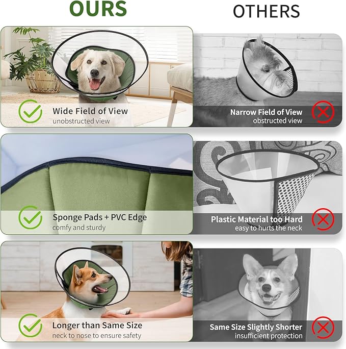 Soft Dog Cone Collar for Large Medium Dogs After Surgery, Cone for Dogs to Stop Licking, Adjustable Dog Recovery Lightweight Elizabethan Collar (XL)