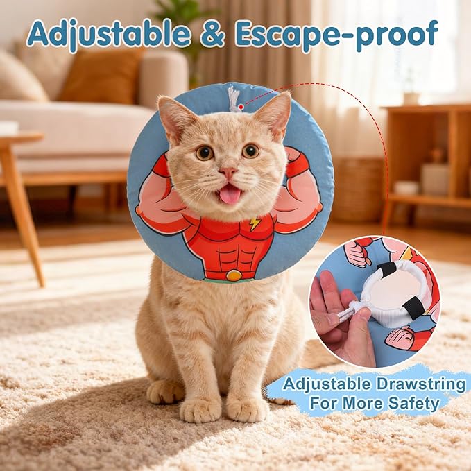 BEAUTYZOO Cat Cone Collars Soft, Cat Recovery E Collars After Surgery to Stop Licking, Adjustable Elizabeth Circle Collar Cute Pet Donut Pillow for Cats Kitten Small Dogs, Dark Blue S