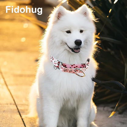 Reflective Martingale Collar for Dogs Nylon Training Collar with No Buckle No Pull Cute Dog Collar for Large Dogs（Pink Cherry，L）