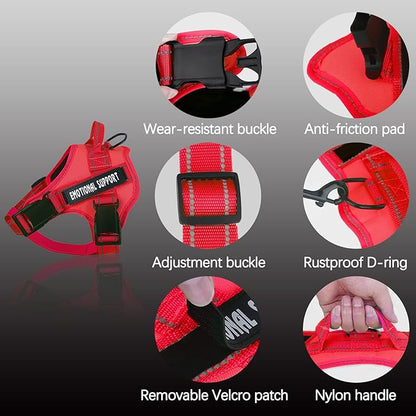 voopet Service Dog Harness, Emotional Support Pet Vest Harness, Reflective Breathable and Adjustable No-Pull ESA Dog Harness for Small Medium Large Dogs (with 4 PCS Removeable Tags)