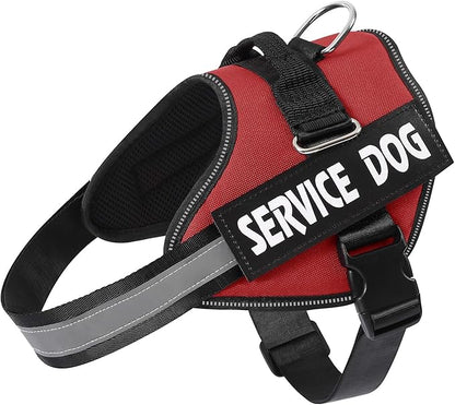 MUMUPET Service Dog Vest, No Pull Reflective Adjustable Harness with Handle, Soft Breathable Padding for Large Dogs, 2 Removable Velcro Patches (Red, XXL)