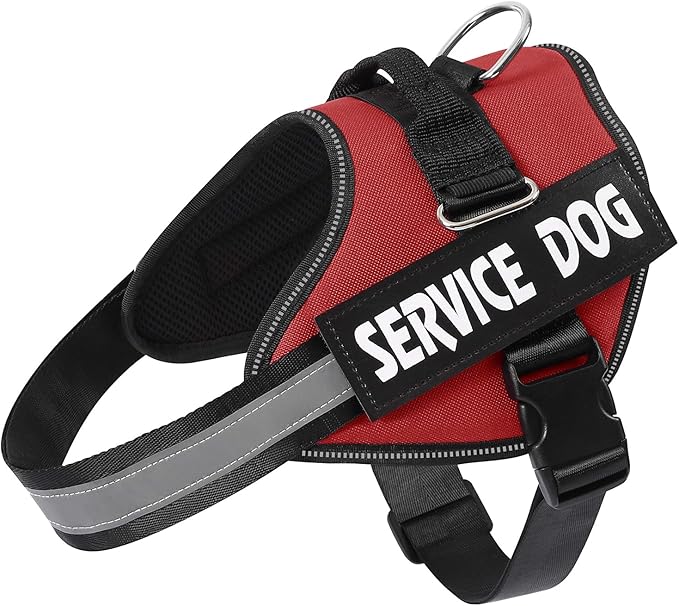 MUMUPET Service Dog Vest, No Pull Reflective Adjustable Harness with Handle, Soft Breathable Padding for Small Dogs, 2 Removable Velcro Patches (Red, XS)