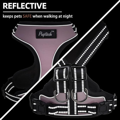 PUPTECK Dog Harness and Leash Set Small Sized, Adjustable Reflective Escape Proof Puppy Vest, No Pull Walking Harness Easy Control