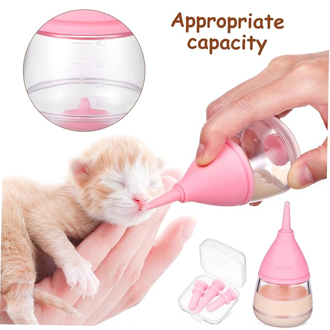 PET Nursing Bottle Set 6-Piece Puppy Milk Feeder Kitten Nursing Bottle with Replaceable Nipples for Newborn Pets Easy to Use Feeding Supplies