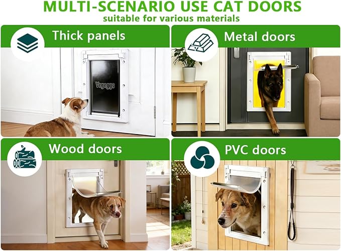 Large Dog Door Doggy Door Easy Install - Wood & PVC Doors & Walls，Doggie Free Movement &Strong Magnetic Auto-Close & Sliding Lock,Telescoping Frame,10 1/8" x 15 3/4" for Large Dogs Up to 100 lb
