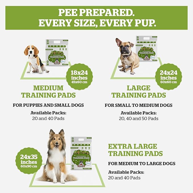 Pogi’s Puppy Pads with Sticky Tabs – Medium, Super Absorbent, Odor Blocking, 20-Count (18x24in)
