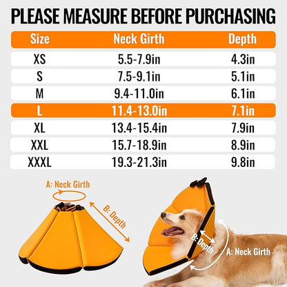 MAXFUT Soft Dog Cone Collar,Foam Cone for Dogs to Stop Licking After Surgery,Non Inflatable Dog Donut Cone (Grey, L)