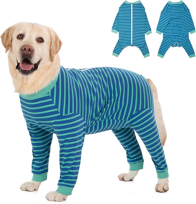 Yeapeeto Dog Onesie Surgery Recovery Suit for Large Medium Bodysuit Dogs Pajamas PJS Full Body for Shedding, Prevent Licking, Wound Protection, Cone Alternative… (Blue Green, 5XL)