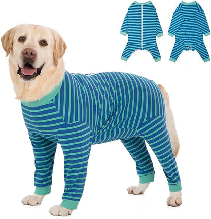 Yeapeeto Dog Onesie Surgery Recovery Suit for Large Medium Bodysuit Dogs Pajamas PJS Full Body for Shedding, Prevent Licking, Wound Protection, Cone Alternative… (Blue Green, 7X-Large (Pack of 1))