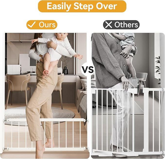 Dog Gate Indoor,18"-45" Adjustable Extra Wide Metal Short Dog Gate to Step Over, 18" Tall Small Pet Gate with 3 Extension Kits, Pressure Mounted for Doorways & Stairs