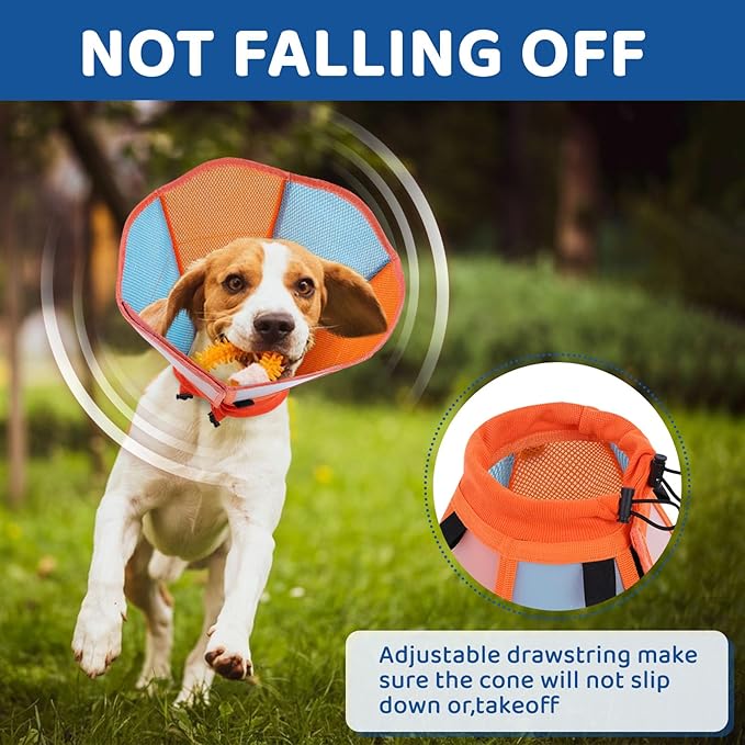 Dog Cones for Large Dogs, Soft Cone for Dogs to Stop Licking, Adjustable Dog Cone Collar Alternative After Surgery for Wound Care, Spay, Neuter, Orange XL