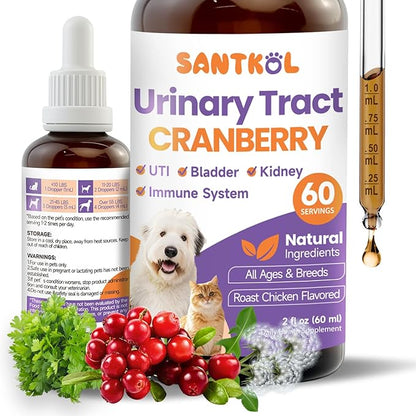 Cat & Dog Urinary Tract Infection Treatment - Cat UTI Treatment - Dog UTI Treatment - for Kidney, Bladder, Urinary Tract - Cranberry Supplement for Dogs Cats with Marshmallow Root, Dandelion, Parsley