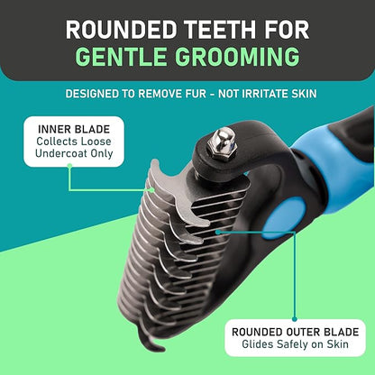 Maxpower Planet Original Pet Grooming Rake - Double-Sided Deshedding Dematting Tool, Undercoat Rake for Dogs & Cats, Extra-Wide Dog Grooming Brush & Deshedder Comb for Long Hair, Reduces Shedding 95%