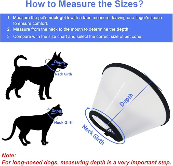 Dog Cone After Surgery, Adjustable Pet Recovery Collar for Dogs and Cats, Plastic Elizabethan Neck E-Collar Stop Licking Wounds (XL)