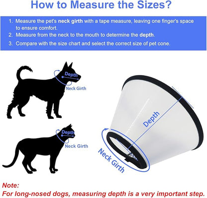 Dog Cone After Surgery, Adjustable Pet Recovery Collar for Dogs and Cats, Plastic Elizabethan Neck E-Collar Stop Licking Wounds (L)
