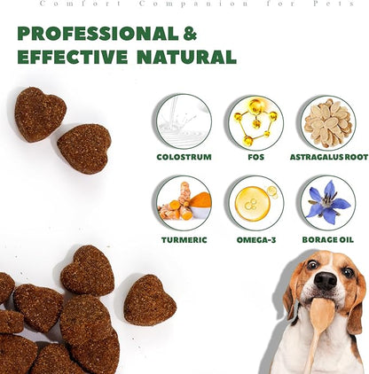 Dog Allergy Chews, Dog Allergy Relief Chews Coat Supplement for Itchy Skin, Probiotics for Dogs with Colostrum Omega-3 Immune Supplement-120ct