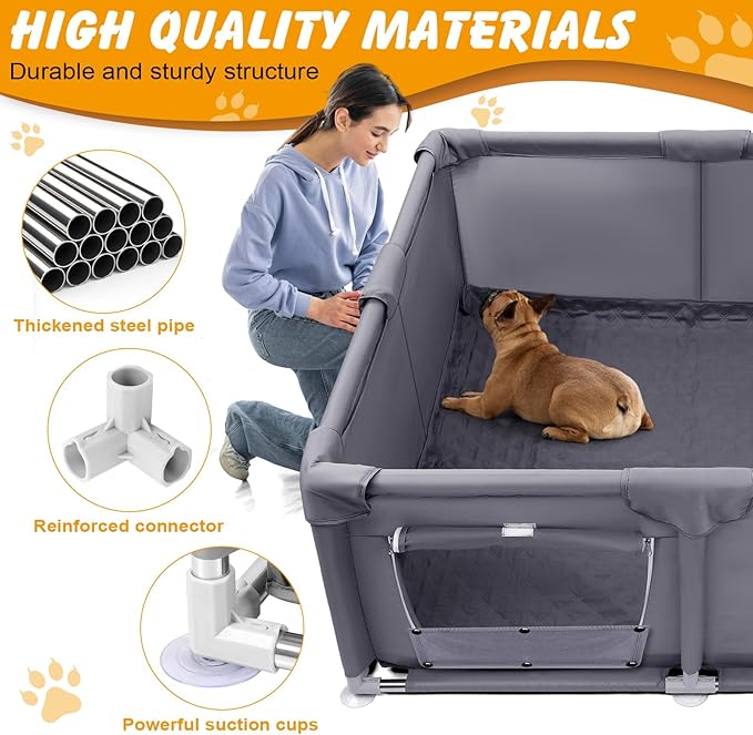 Whelping Box for Dogs and Puppies, 48×48×18 in Whelping Supplies with Waterproof Whelping Pad for Medium Small Dogs