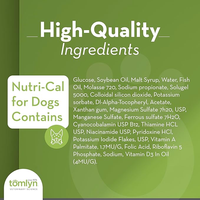 Tomlyn Nutri-Cal Malt-Flavored High-Calorie Nutritional Gel for Dogs, Helps Support a Healthy Appetite for Dogs Providing Calories, Vitamins, and Minerals in a Tasty Dog Supplement, 4.25oz-4 Pack