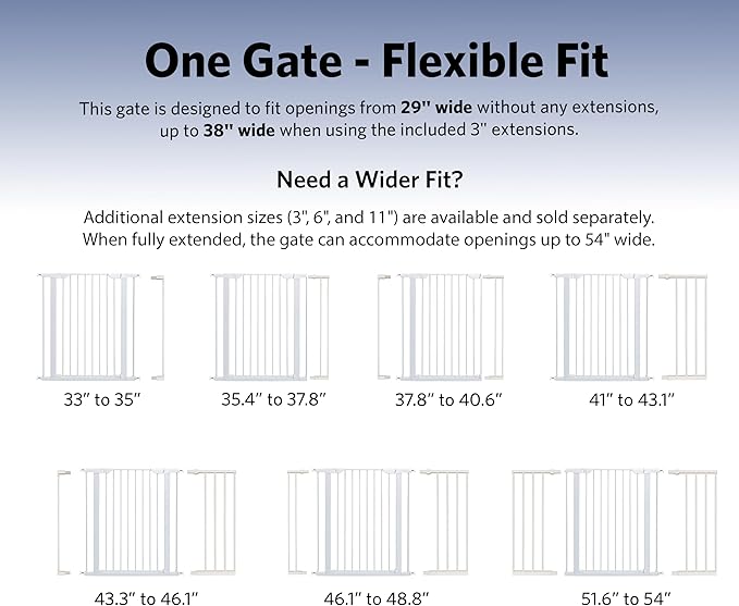 MidWest Homes for Pets 39-Inch High Walk-Thru Pressure Mounted Steel Dog Gate, Expands to 38 Inches Wide, Includes 3-inch Extensions, White