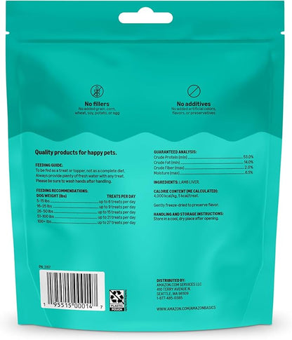 Amazon Basics Freeze-Dried Raw Single Ingredient Dog Treats, Lamb Liver, High Protein, Healthy Training Treats or Meal Topper for all Dogs, Grain-Free, 3.3oz (Previously Wag)